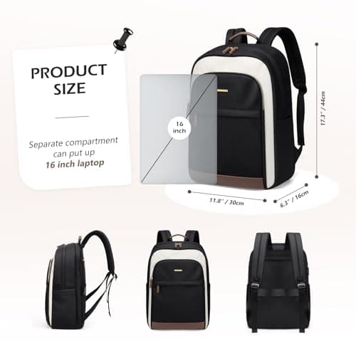 GOLF QUALITY Laptop Backpack for Women Travel Carry On Bag Weekender Business Multilayer Personal Item Backpack,16 Inch,WBlack - Thumbnail 6