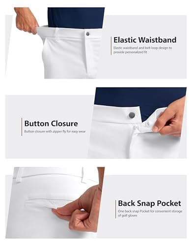 Pudolla Men's Casual Shorts 7/9 Inch Golf Shorts Stretch Dress Work Shorts for Men with 4 Pockets Quick Dry Lightweight(White-5inch-42) - Thumbnail 5