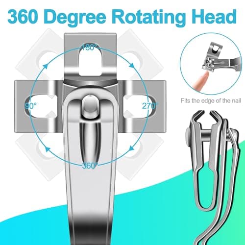 Werlla Nail Clippers for Men Thick Nails, 17mm Straight Wide Opening Extra Large Toe Nail Clippers for Adult & Easy Grip 360 Degree Rotary Toenail Clippers for Elderly Cutting Ingrown Toenails - Thumbnail 3