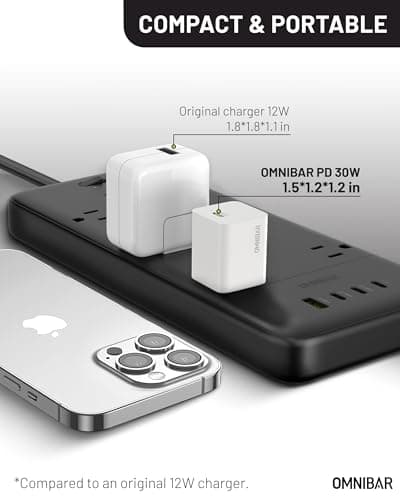Omnibar iPhone 17/16 Charger, 2-Pack 20W GaN PD 3.0 PPS Fast USB C Charger Block, Compact Type C Power Adapter for iPhone 15/14/13/12, Samsung Galaxy S26/S25/S24, Speakers, Earbuds (White + Black) - Thumbnail 5