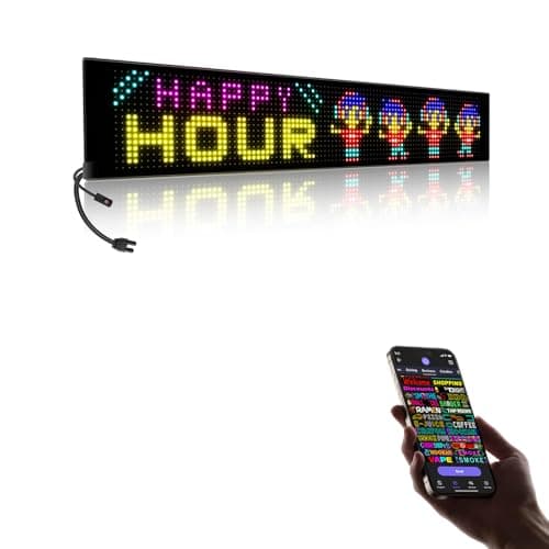 Large Programmable LED Sign, P10 Resolution Indoor Windows LED Signs, Bluetooth APP, for Business Bars Gaming Rooms Restaurants Festivals Cars (39"x 8") - Image 1