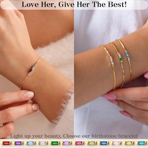 January Birthday Gifts for Women, September Birthstone Bracelets for Women Dainty Gold Bracelet with Sapphire Garnet Best Friend Birthday Gifts Stocking Stuffers for Wife Daughter Granddaughter Niece Christmas Jewelry - Thumbnail 6