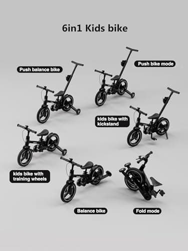 lecoco Upgraded Toddler Bike with Push Handle 6 in 1 for Kids, Balance Bicycle Toys with Training Wheels, Brackes, Cup Holder, Pedal, Kickstand Birthday Gift for Boys and Girls - Thumbnail 2