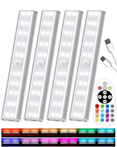 SZOKLED Under Cabinet Lights Wireless, 48-LED Under Cabinet Lighting Rechargeable, Closet Light with Timer & Dimmable, Under Counter Lights for Kitchen Shelf Pantry Desk (4 Packs) - Image 1
