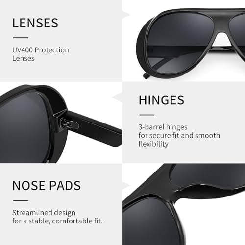 FEISEDY Retro Oversized Aviator Sunglasses Womens Men Trendy Vintage 70s Style Big Square Shield B0344 - Thumbnail 6