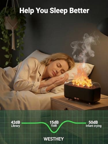 Essential Oil Diffuser, Fireplace Flame Aromatherapy Diffuser 500ml Aroma Humidifier for Home with 8 Colors Night Light, Timer, Auto-Off, Noiseless Scent Diffuser for Bedroom, Office,Yoga - Thumbnail 4