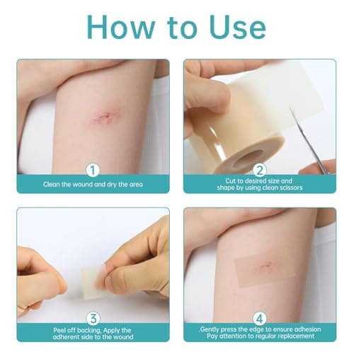 Medical Grade Hydrocolloid Bandages Roll, Hydrocolloid Pimple Patch Roll for Acne, Wound Care, Burns, Blisters, Bed Sore, First Aid Kit Essential, 0.3mm Thickness bandaids, 2in*16ft, Semi-Transparent - Thumbnail 4