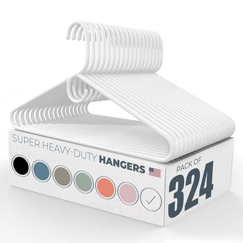 Neaties Super Heavy Duty Clothes Hangers 100+ Pack (324 Count) – Made in the USA - 10lb Capacity, Thick Plastic Hangers for Pants, Coats, Jackets, Jeans and Adult Clothing – White - Image 1