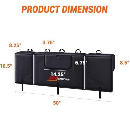 MNJ MOTOR Tailgate Bike Pad, Pickup Truck Tailgate Pad Carry 5 Mountain Bikes Tailgate Cover Tailgate Protection Pad with Reflective Strips Tool Pockets and Rear Camera Opening - Thumbnail 5
