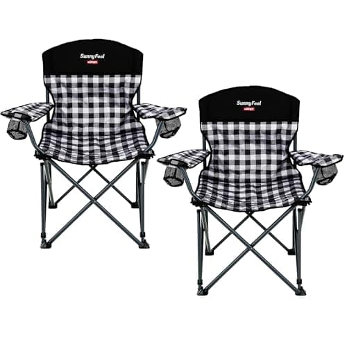 SUNNYFEEL Oversized Folding Camping Chair 2 Pack 800 LBS Heavy Duty for Big Tall People Red Padded Portable Collapsible Chairs with Armrest Cup Holder & Pocket for Outdoor Travel Picnic Camp Sports - Image 1