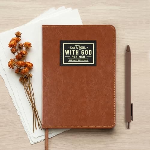 One Minute with God for Men, 365 Days of Daily Prayer Brown Book, 2026 Mens Daily Devotional, Bible Prayer Tracking Diary, Faux Leather Christian Gift Book, Devotionals for Men, Gifts for Father - Image 1