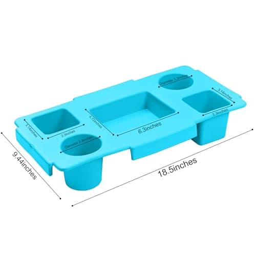 ZYTONGMAO Topper Tray for Bogg Bag Large Only – Waterproof EVA Table Top Organizer Lid with Cup Holder, Snack, Phone & Drink Holders for Beach, Pool, Picnic, Travel (Blue) - Thumbnail 6
