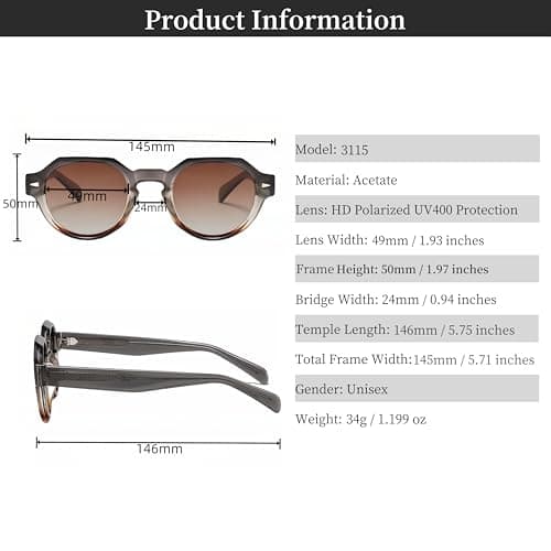 ROCKNIGHT HD Polarized Sunglasses Men UV Protection Anti Reflective Brown Gradient Sunglasses Durable Acetate Frame Travel Hiking Driving Sunglasses - Thumbnail 5