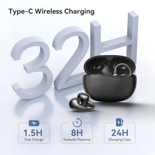 NANK Clip Super Open Ear Earbuds, Bluetooth 5.4 Clip on Earbuds, Lightweight Comfort Open Ear Headphones, IPX5 Waterproof, 32H Playtime, Clear Calls, Secure Fit for Sports Workout Daily Use - Thumbnail 6