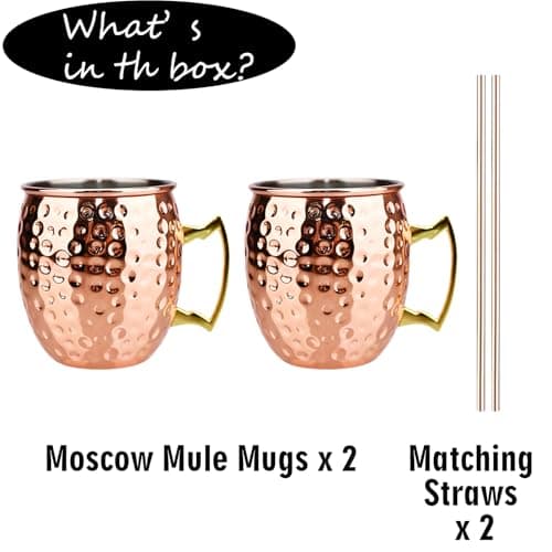 TJ Moscow Mule Mugs Set of 2, Rose Hammered Mule Cup 17 oz, Stainless Steel Lining Brass Handles Mug Set, Copper Mugs, Mule Mugs, Moscow Mule Kit Gift for Cold Drinks Cocktail Beer Wine Party Bar - Thumbnail 4