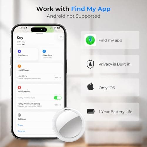 ZOOBELIO Air Tracker Tags 4 Pack - Bluetooth Wallet Tracker, Keys Finder Work with Apple Find My (iOS Only), Smart Item Locator Tags for Luggage, Backpack, Phone (Black) - Thumbnail 2