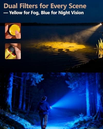 SKYFIRE 2503 LED Rechargeable Flashlights, 10000mAh Super Bright 3000 High Lumens Flashlight Zoomable Tactical Flash Light 10 Modes Waterproof for Home Camping Emergencies Outdoor Hiking Christmas Red - Thumbnail 5