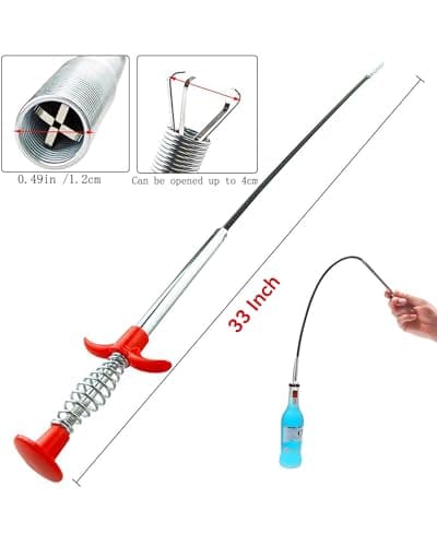 Drain Snake Clog Remover Tool, 3 Plastic (20 Inches) and 1 Stainless Drain Snakes (33 Inches) Included, Effectively Clean Hair and Other Clog for Toilet, Kitchen Sink, Bathroom Tub - Thumbnail 2