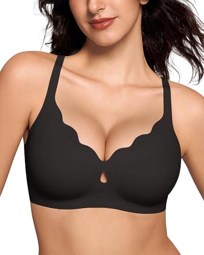 ProKloud Bras for Women No Underwire Wireless Full Coverage Jelly Bras Wave-Black Small