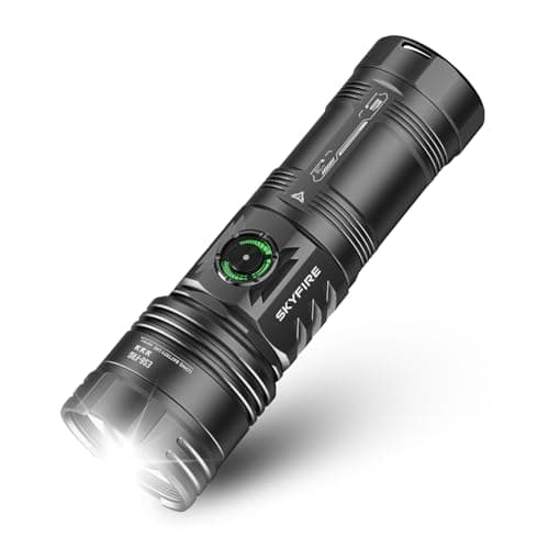 SKYFIRE Rechargeable Flashlight, 2000LM LED Tactical Flashlight, 7500mAh Type-C, Zoomable Waterproof, 5 Modes with Power Display, for Outdoor Hiking Camping Emergency Use(Silver Gray) - Image 1