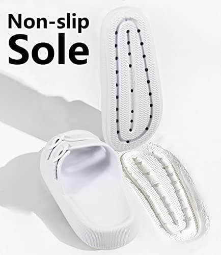 Weweya Flat Sandals for Women Slides Sandals for Men Unisex Pool Slides Eva Rubber Flat Foam Cozy Slides Thick Sole Comfort Walking Sandals White Women Size 7 7.5 - Thumbnail 5