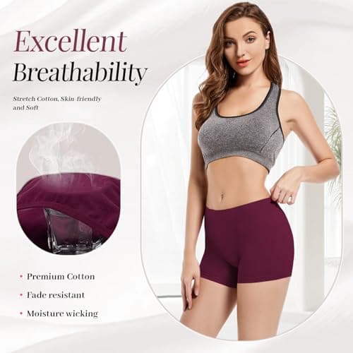 Migbean Cotton Boyshort Underwear for Women Boy Shorts Soft Boxer Briefs Mid Waisted Panties for Ladies 4 Pack Small - Thumbnail 4