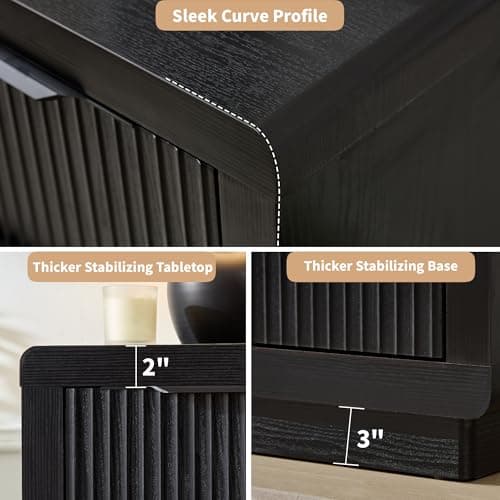 YANSNWO Black Dresser with Thickened Curved Profile Design, 52" Modern Chest of Drawers with 8 Drawers, Wooden Dresser TV Stand, Organizer for Bedroom, Living Room, Hallway - Thumbnail 5