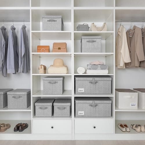 GRANNY SAYS Large Storage Bins with Lids, Decorative Storage Box for Shelves, Fabric Storage Bins Foldable, Storage Basket for Clothes, Keepsake Box, Jumbo, Gray, 2-Pack - Thumbnail 2