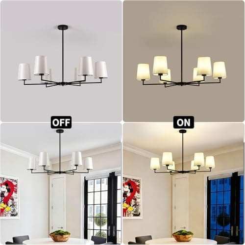 Omgomne 38" Farmhouse Black Chandeliers for Dining Room 6-Light - Thumbnail 5
