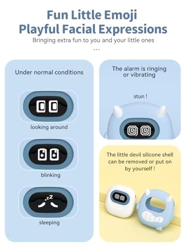 Kids Digital Alarm Clock-Cordless 3000mAh Rechargeable Vibrating Digital Clock for Heavy Sleepers Mini Toddler Clock for Travel Bedroom Silicone Case Date/Month/Year 3 Alarm/Vibration Setting Mode - Thumbnail 2