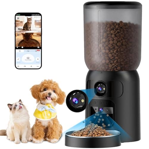 Voxblend Automatic Cat Feeder with Dual Camera, 5G WiFi App Control: 5L Automatic Dog Food Storage Container with 2K HD Video and Laser Pet Toy, Dual Power Timed Smart Pet Food Dispenser for Cats&Dogs - Image 1