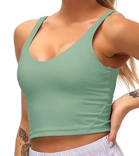 Dragon Fit Women's Tank Top Padded Sports Bra Running Workout Yoga Crop Top Jasmine Green - Image 1