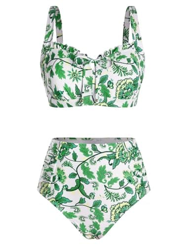 Hanna Nikole Bathing Suit for Women Tummy Control, Swimsuits High Cut, Tie Front Bikinis Cut Out - Thumbnail 5