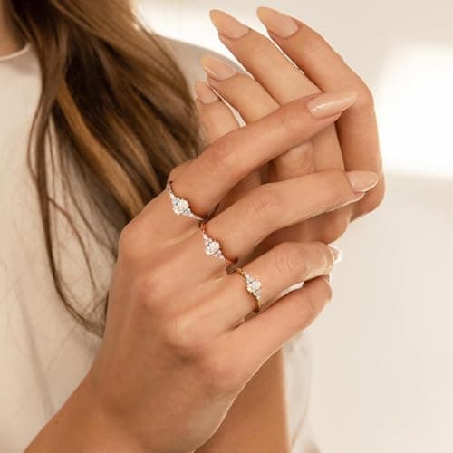 Fimewon Cubic Zirconia Rings for Women Pinky Rose Gold Plated Rings Dainty Promise Bands Trendy Jewelry Birthday Gifts for Women Size 8 - Thumbnail 6