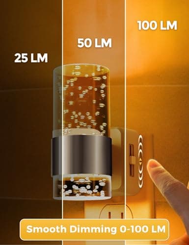 L LOHAS LED Night Light,Dimmable Night Lights Plug into Wall, Acrylic Nightlights with 0-100 LM Adjustable Brightness, Amber Plug in Night Light with Dusk to Dawn Sensor, for Bathroom Hallway - Thumbnail 3