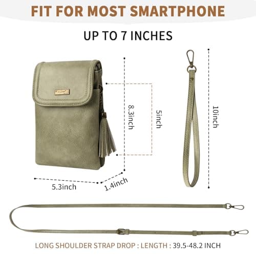 AnsTOP Small Crossbody Bag for Women,Minimalist Designer Vegan Leather Phone Purse with Tassel,Handheld & Adjustable Shoulder Strap for Daily Use Green - Thumbnail 5