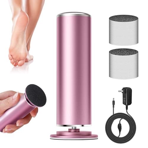 Krofaue Electric Foot File Remover Callus - Professional Aluminum File Grinder Adjustable Pedicure Tools with 60pcs Sandpaper Disks for Dead Skin - Image 1