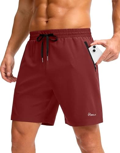 Pudolla Mens Workout Running Shorts Lightweight Gym Athletic Shorts for Men with Zipper Pockets(Savannah L) - Image 1
