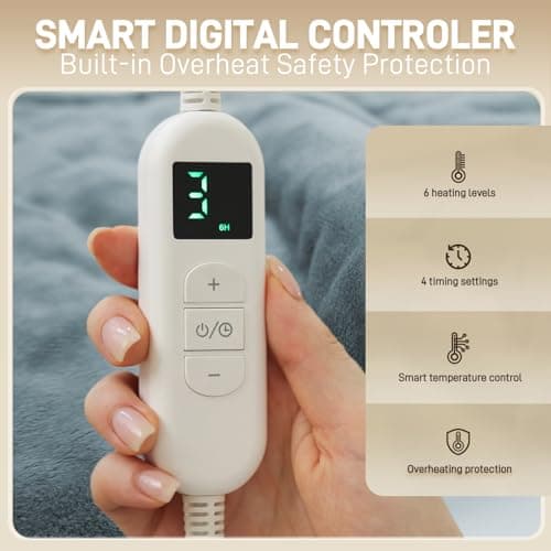 Heating Pad for Neck and Shoulders and Back - Electric Heating Pad for Pain Relief with 6 Heating Levels & 4 Time Setting, Christmas Birthday Gifts for Women Men Dad Mom Elderly (20" x 24") - Thumbnail 3