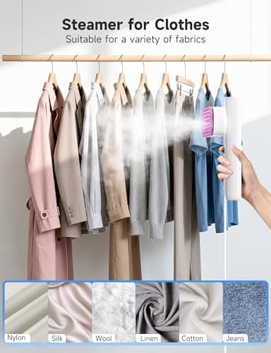 Steamer for Clothes,1200W Powerful Portable Steamer Iron,15s Fast Heat-up,100ml Tank,20 Min Continuous Steam, Wrinkle Remover for Travel, Home, Office(Serene white) - Thumbnail 4