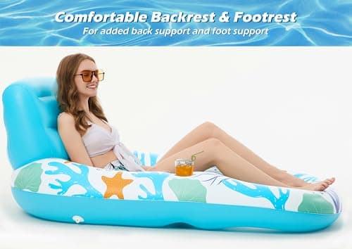 Jasonwell Inflatable Pool Float Adult - Pool Floaties Lounger Floats Raft Floating Chair Water Floaties for Swimming Pool Lake Lounge Float with Cup Holders Beach Pool Party Toys for Adults - Thumbnail 4