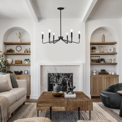 ACANER Black Chandelier for Dining Room, 6-Light Farmhouse Kitchen Light Fixtures Over Table, 26" Rustic Candle Chandelier for Bedroom, Foyer, Hall, Living Room, Entryway - Thumbnail 2