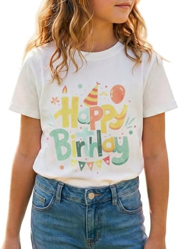 Birthday Girl Shirt for Girls Cute Graphic Tee Short Sleeve Casual Top for Kids Age 5-14 Birthday Party Outfit