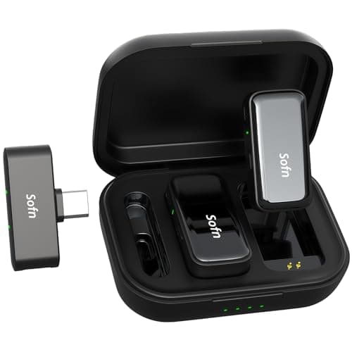 Sofn Wireless Lavalier Microphone for iPhone Android,Mini Mic with Charging Case,Lapel Wireless Mic with Noise Cancellation for Recording,YouTube,TikTok,Vlog,Podcast
