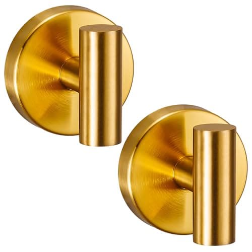 Supopular Reusable Heavy Duty Suction Cup Hooks for Kitchen/Bathroom/Shower - Wet-Proof Hooks for Towels, Robes, Loofah&Wreaths/No Drill Mounting on Glass, Tile, (2, Brushed Gold) - Image 1