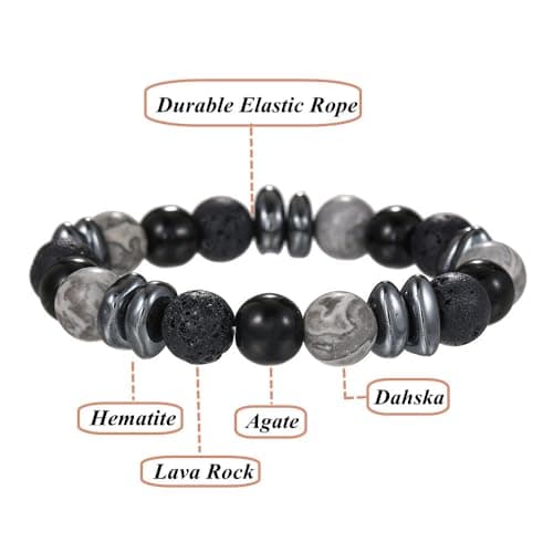 Class of 2026 Graduation Gifts,Beaded Bracelets for Men,Cool Graduation Bracelets for College/High School/Middle School/Masters Degree/8th Grade/5th Grade (labradorite+hematite+agate+lava stone) - Thumbnail 5