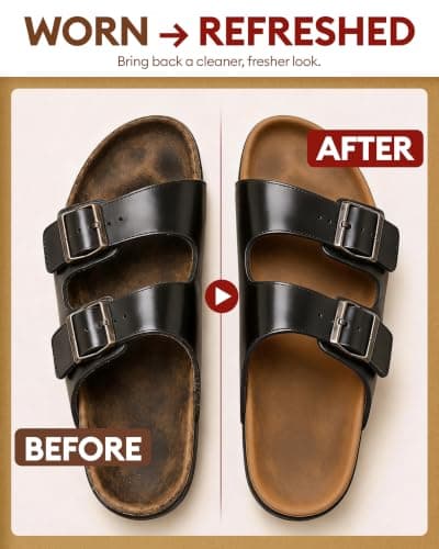 Jevvu Shoe Cleaning Kit Compatible with Birkenstock Sandals, 5-in-1 Shoe Care Kit with Footbed Cleaner, Cork Sealer, Protector Spray, Brush & Towel for Suede, Leather, Nubuck & Cork - Thumbnail 3