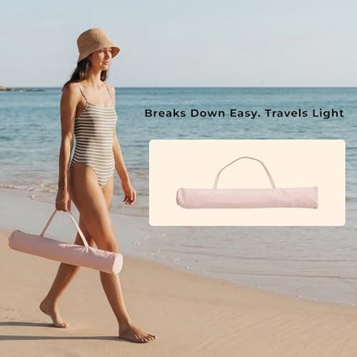 DEER LAND 6FT Patio Beach Umbrella for Outdoor, UPF 50+ Sun Shade for Patio, Backyard, Garden, Pool and Beach, Tilt Adjustable, Portable, Harbour Rosé Pink - Thumbnail 4