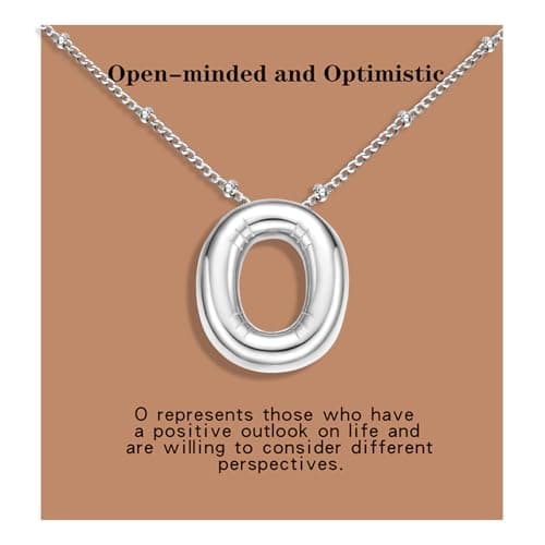 BOLAGTIER Bubble Letter Necklace Gold Plated Balloon Initial Chunky Bubble Alphabet Pendant Necklace Trendy Jewelry Gift for Women (O, Silver) - Image 1
