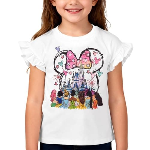 Magic Shirt for Toddler Baby Girls Magical Kingdom Tshirt Princess Shirt Ruffle Sleeve Tops Family Vacation Trip Tee White